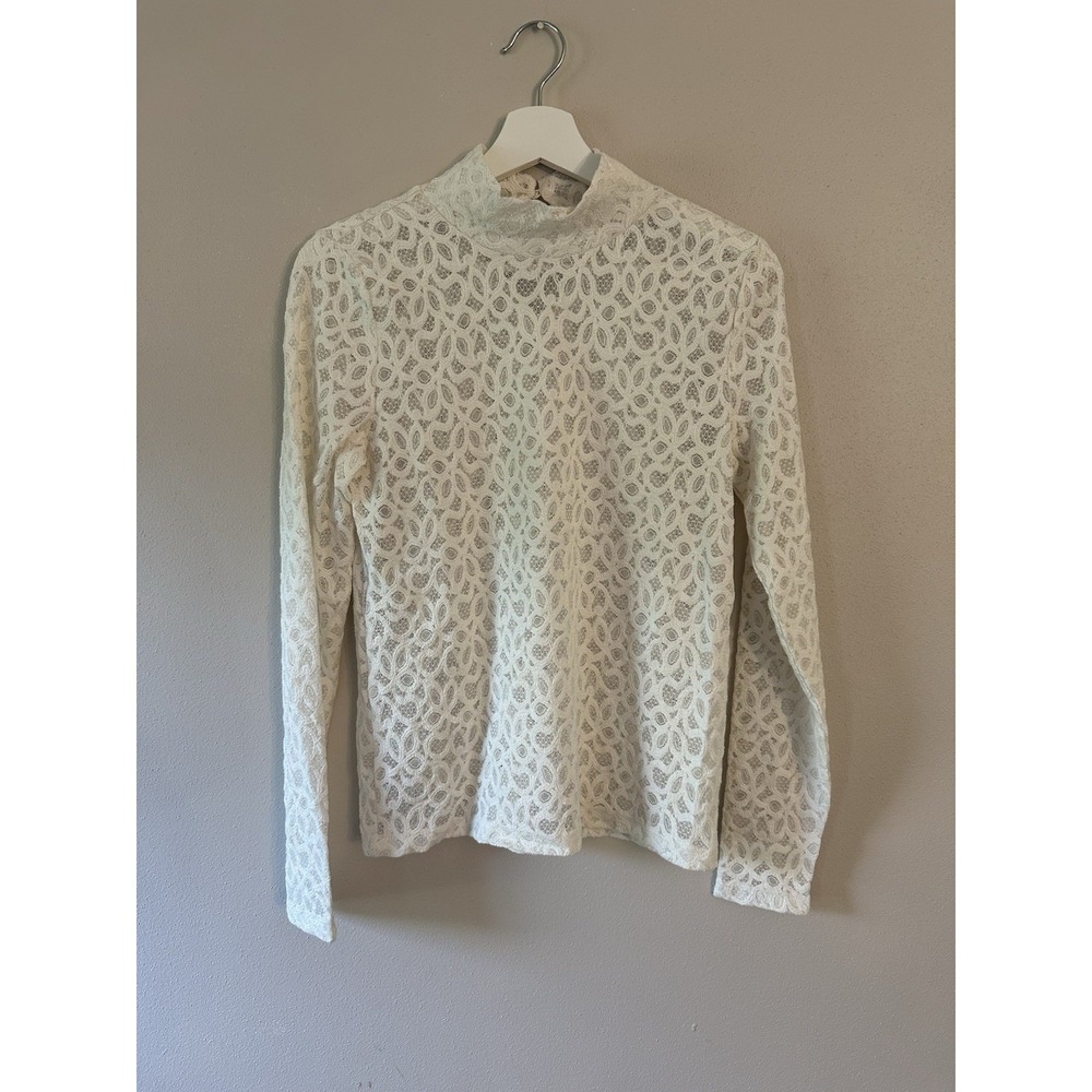 Loft Lace Long Sleeve Top Feminine Cottagecore Size Small NWT Ivory